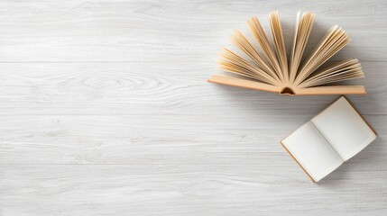 Open book minimalist background cream neutral colors reading education