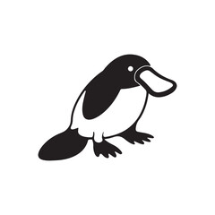 Black silhouette of a platypus in clean vector style