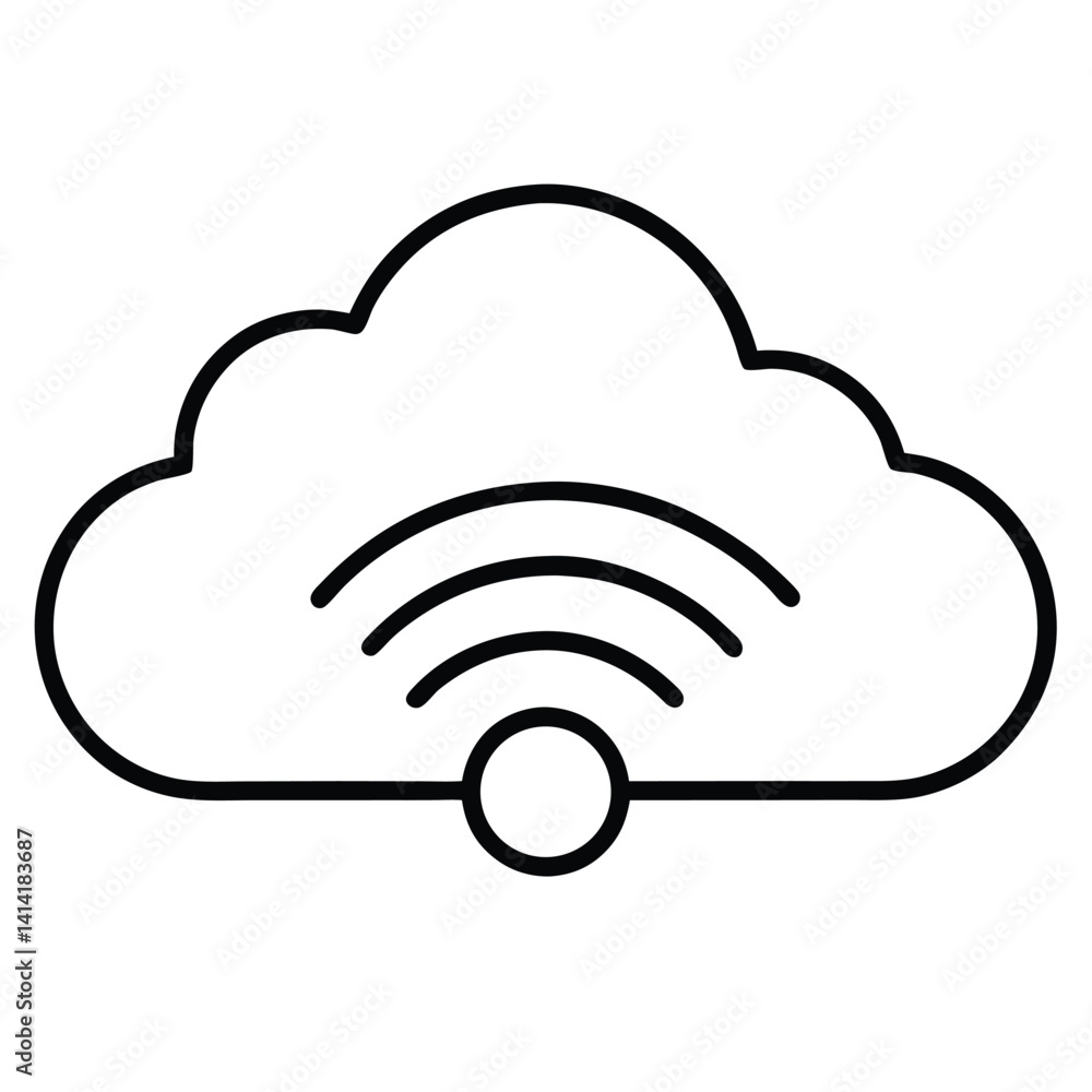Poster cloud computing with wireless connection concept illustration