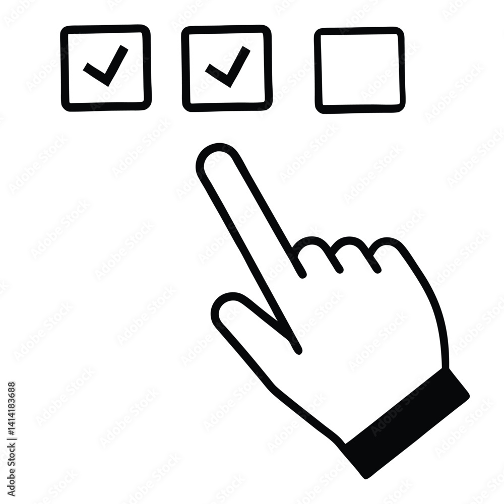 Poster vector hand cursor with a checklist vector on a white background
