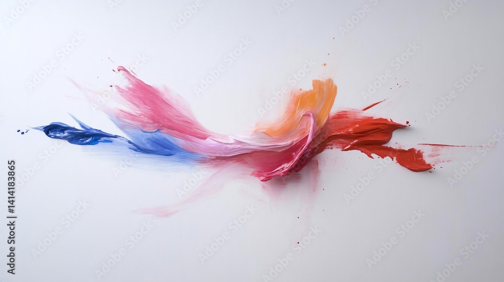 Poster abstract vibrant explosion of colorful powder across a white background. displaying a dynamic burst 