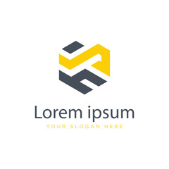 Initial HS Logo Polygon Shape Letter logo Design white background	