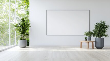 Blank canvas minimalist interior design white room greenery plants decor