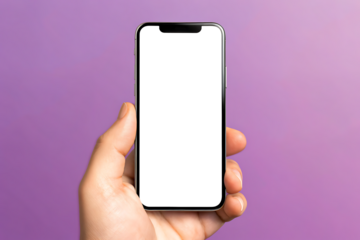  a close up of a hand holding a modern smart phone isolated on white background PNG. GENERATIVE AI