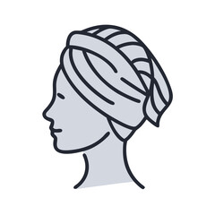 Woman’s Head with Hair Wrap Style Icon Design