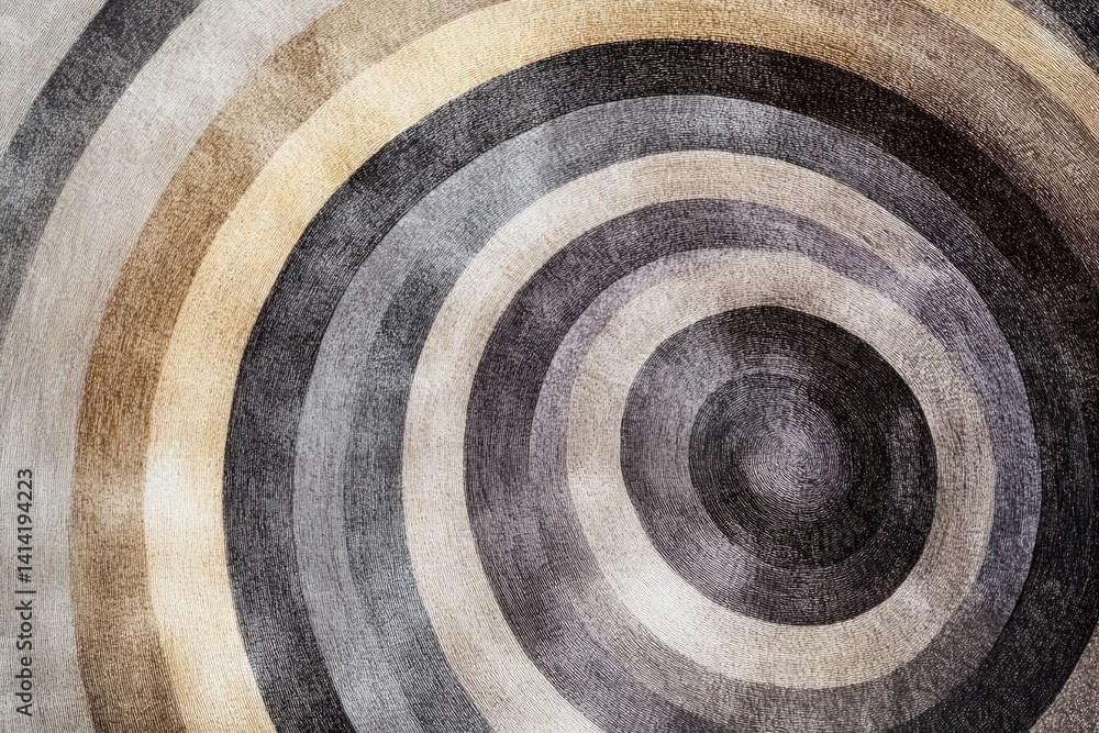 Poster abstract concentric circles in neutral tones, creating a textured and visually captivating design.