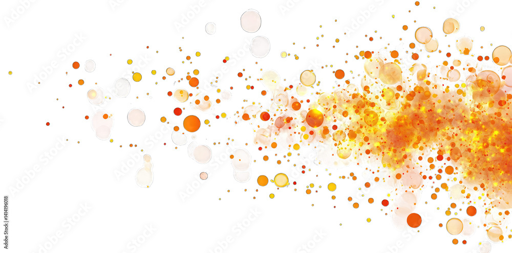 Poster vibrant explosion of orange and yellow dots creating a dynamic and energetic visual effect suitable 