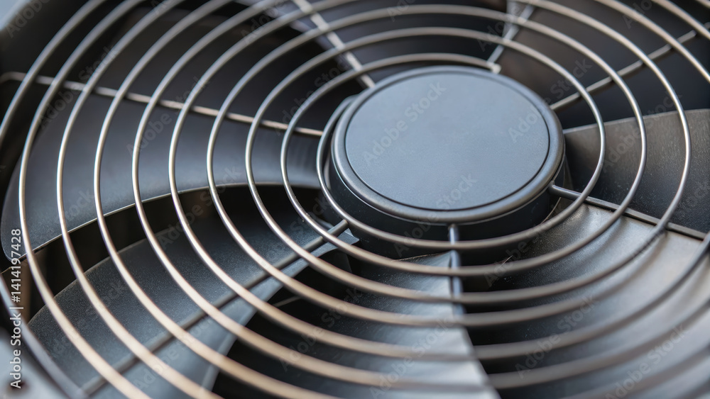 Aufkleber close up view of black fan blade showcasing its intricate design structure, ideal for cooling applic
