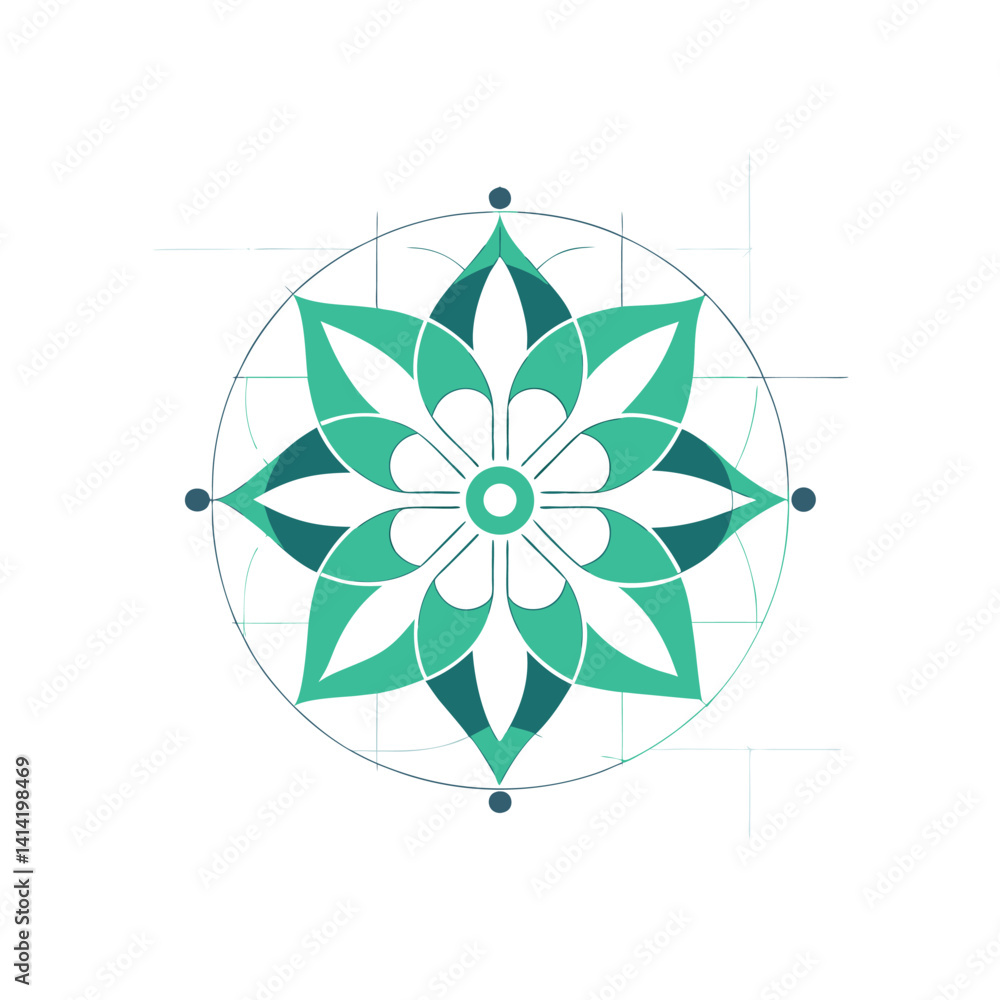 Poster mandala pattern with symmetry clean icon