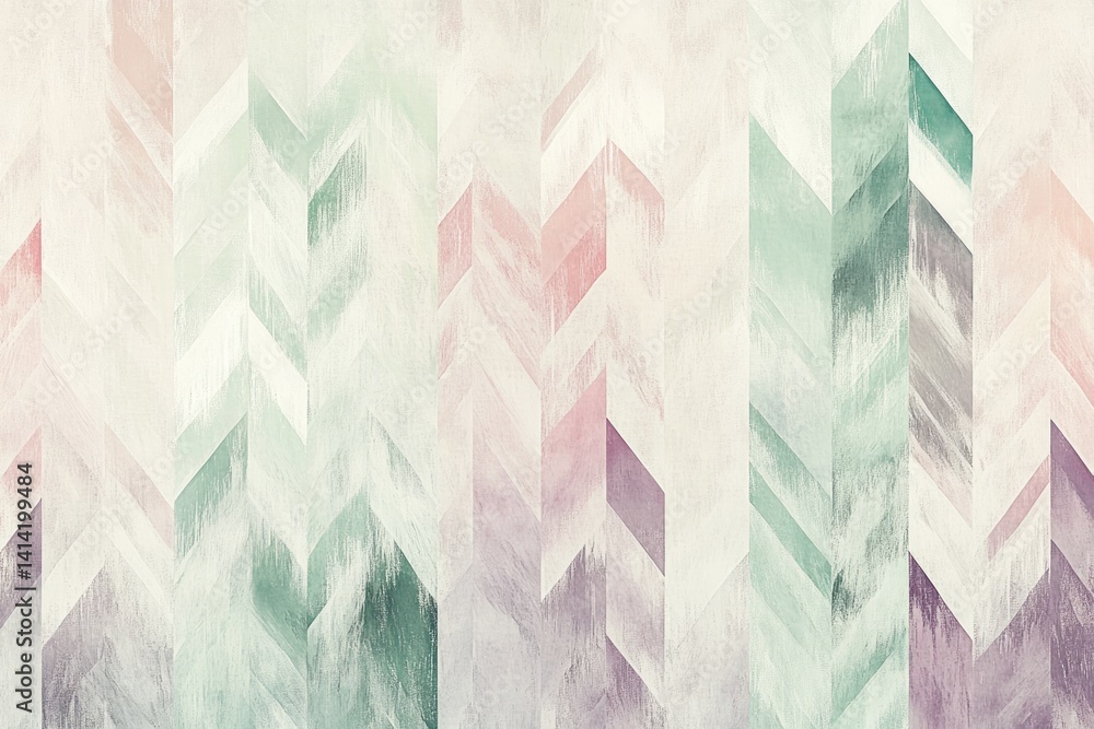 Poster abstract herringbone pattern in pastel colors with a textured, painted effect.