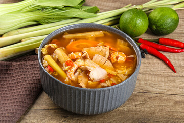 Korean kimchi soup with seafood