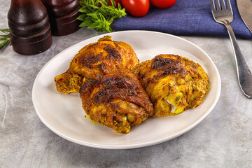 Roasted chicken thighs  with spices
