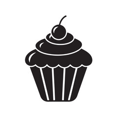 Black Cupcake Vector Icon for Dessert UI Concepts
