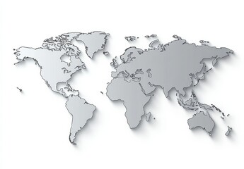Minimal Gray Vector World Map on White Background