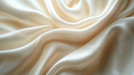 Obraz premium Creamy silk fabric drapes, studio shot, soft light, texture background