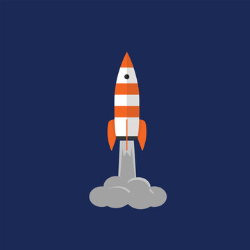 rocket launch on a blue sky vector