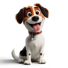 3d cartoon, dog, studio photo style, clear white background