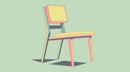 Pastel-colored minimalist chair design against light green background flat vector illustration