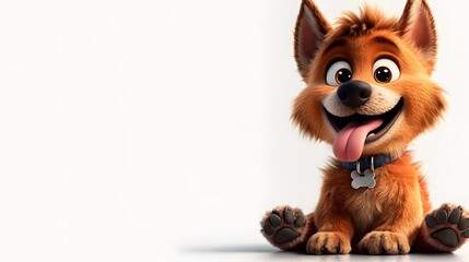 3d cartoon, dog, studio photo style, clear white background