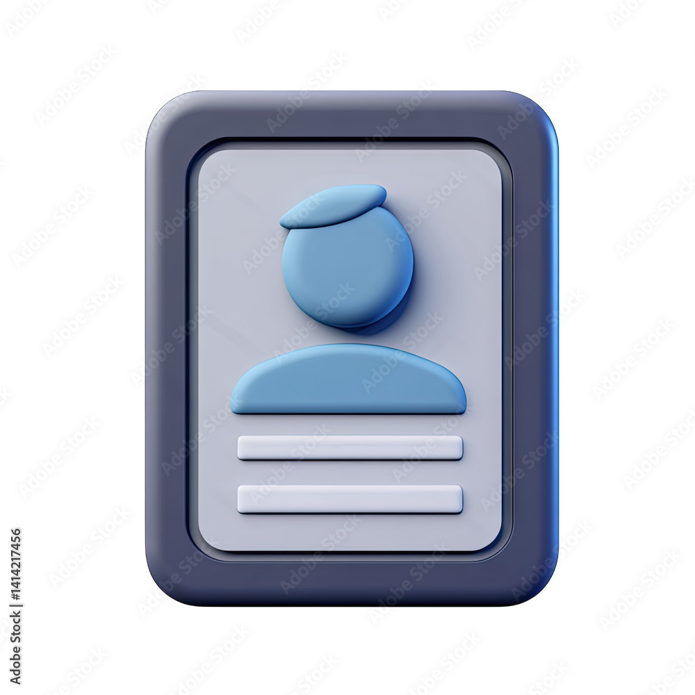 Poster stylized representation of an identification card featuring a simplified human figure and lines for 