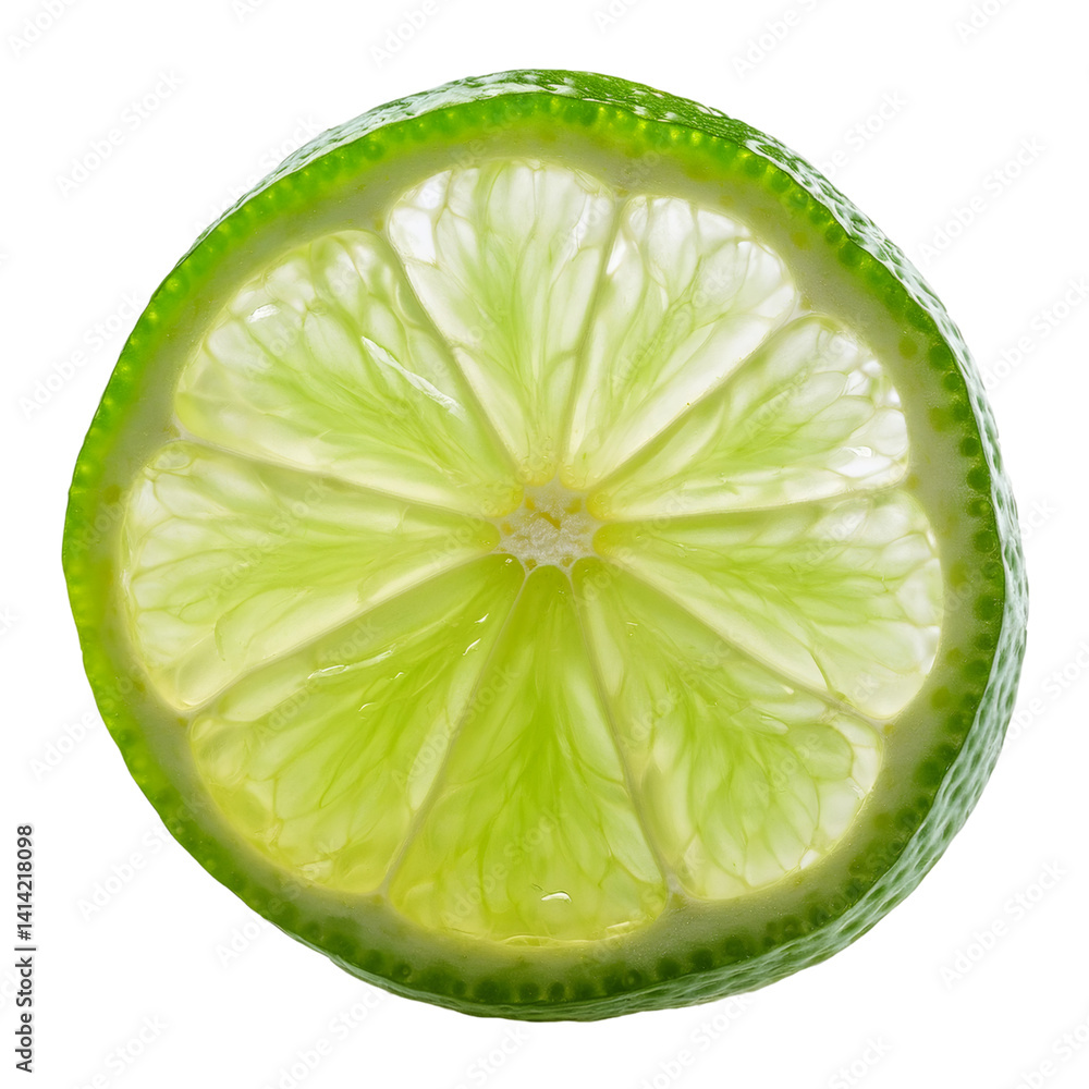 Poster lime slice with transparent flesh isolated on a white background with clipping path