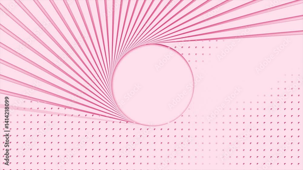 Poster magenta red color rotating stripes retro radial halftone design loop able geometrical background