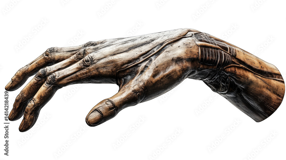 Aufkleber a detailed metallic robotic hand with intricate features showcasing a blend of art and technology po