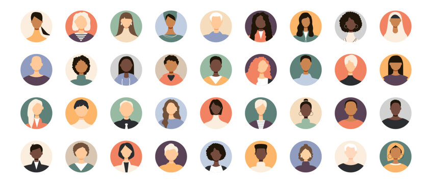 Icons of different people. Modern design.