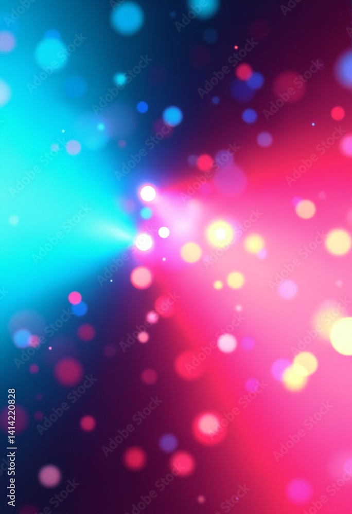 Poster blur neon glow. color light overlay. fluorescent radiance. defocused vibrant pink blue soft flecks t