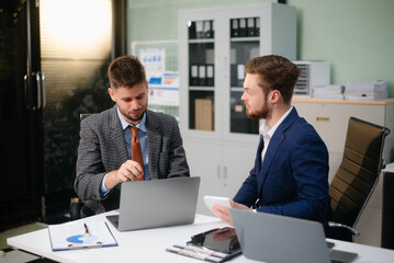 Business professionals collaborate on strategy, innovation and smart city development. Teamwork,...