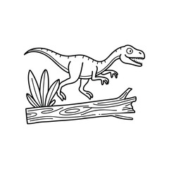 Raptor leaping over a fallen tree with sharp gaze forward