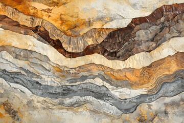 Fototapeta premium The layered sandstone canyon boasts stunning geological formations with complex textures and vibrant earthy hues, highlighting nature's artistry