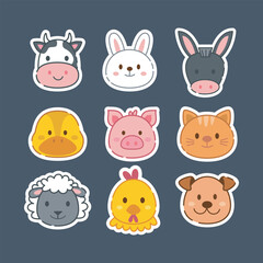 pet head character collection set in isolated background