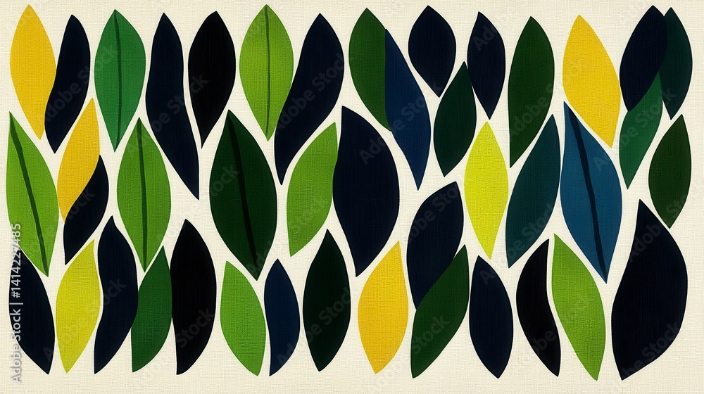 Poster a vibrant and abstract display of colorful leaves arranged in a symmetrical pattern showcasing natur