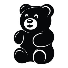 Obraz premium Gummy Bears Silhouette, Vector, Icon, Logo, White Background.
