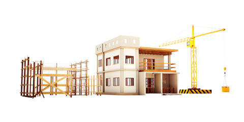 construction architecture development isolated on white background PNG. GENERATIVE AI