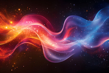 Fototapeta premium Colorful Cosmic Energy Waves in Space - Abstract Digital Art for Design