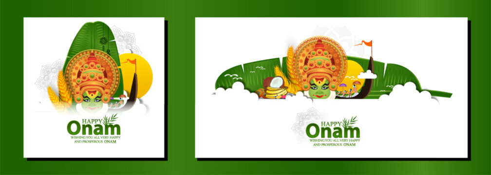 illustration of Happy Onam festival of South India-Kerala.	
vector set