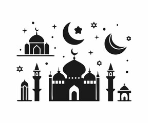 Silhouette of a Majestic Mosque at Night