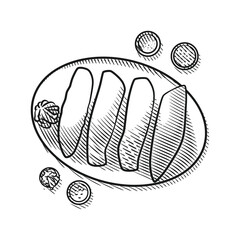 Sushi Illustration in Line art Engraving Style