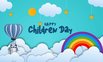 happy children day Design , Suitable For Posters, Backgrounds, Greeting Cards, World Children's Day Themed