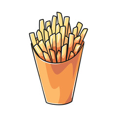French Fries in Paper Packaging Illustration