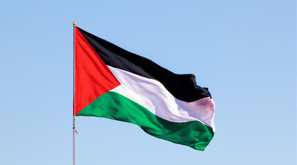 close up of palestine flag waving against clear sky background