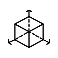 3D Cube with Axis Lines Icon Design