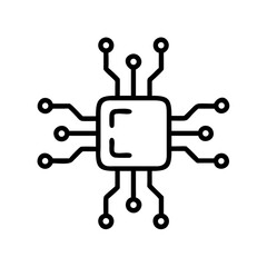 AI Microchip Circuit with Central Label Icon Design