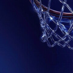 Abstract Blue Basketball Hoop Net Close-Up