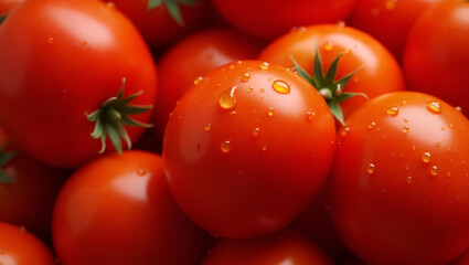 Close-Up of Fresh Ripe Tomato with Water Droplets – High-Quality Food Photography