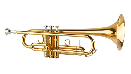 Fototapeta premium high quality stock photo of a golden trumpet isolated on white background PNG. GENERATIVE AI