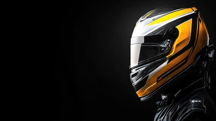 Fototapeta premium Stylish Yellow and Black Racing Helmet