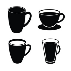 Minimal Coffee Cup Silhouettes Vector Illustration Set